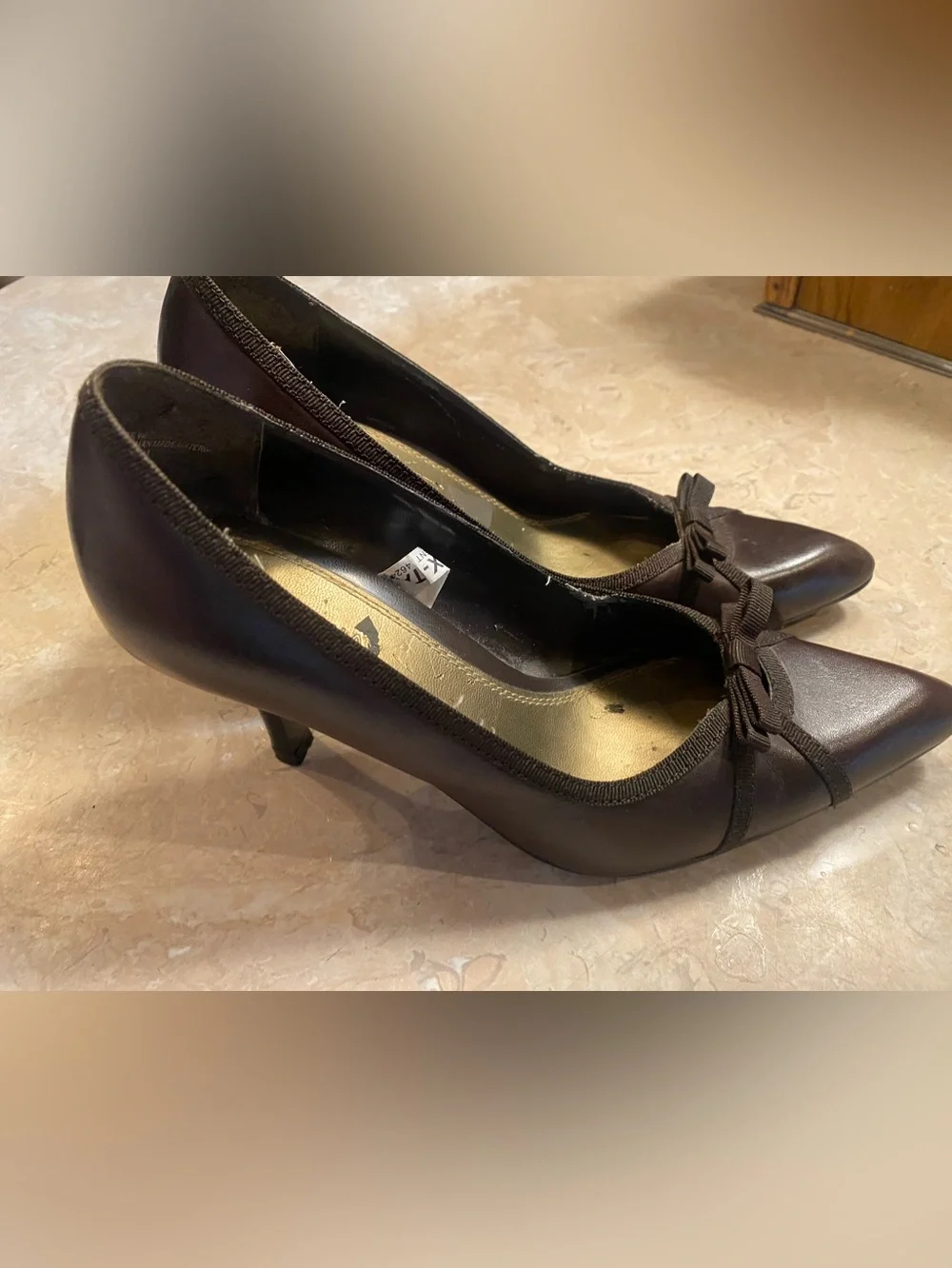 Merona Brown Pointed-Toe Bow Heels